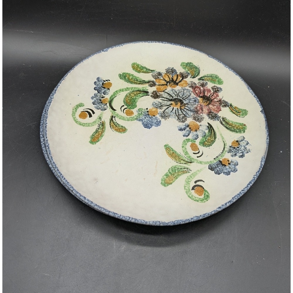 Hand Painted Greek Terracotta Floral Wall Plate Chania Crete Artisan Pottery